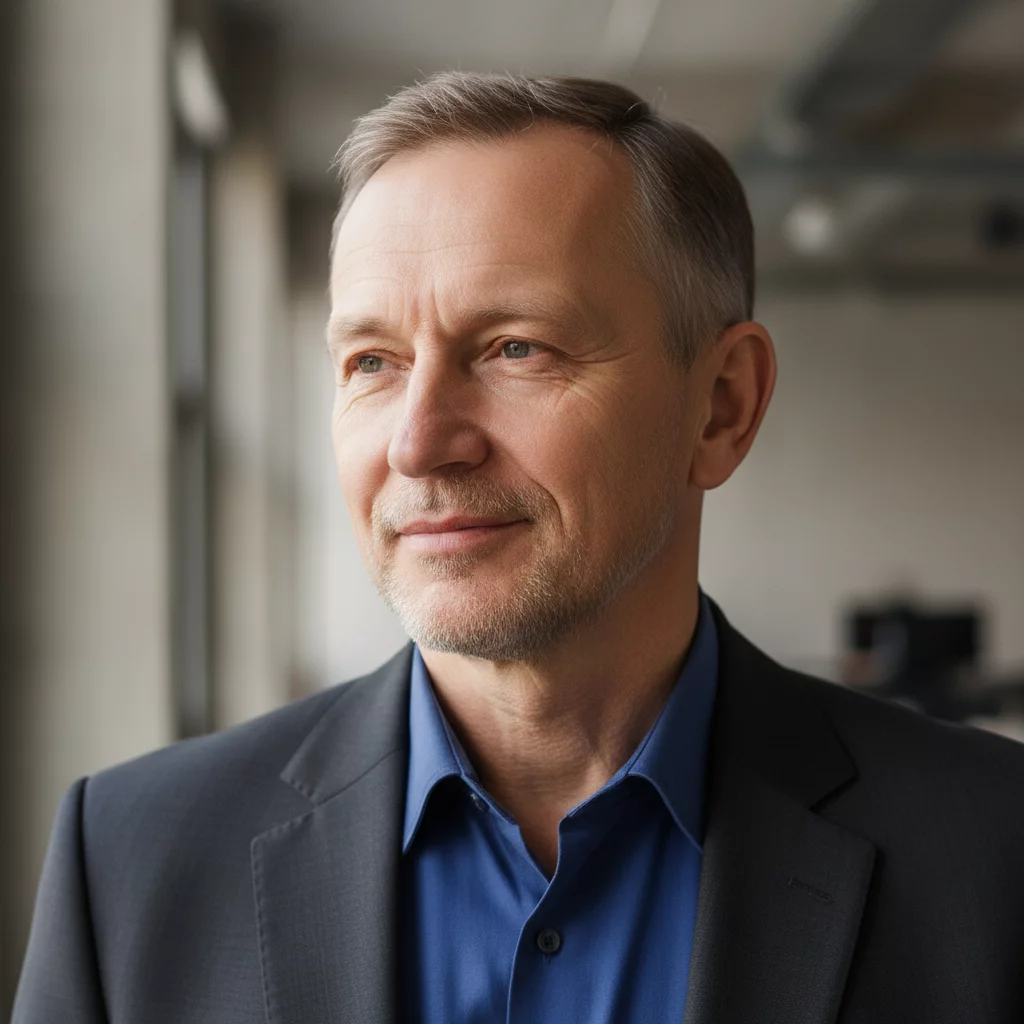 Russian male business owner mature confident portrait